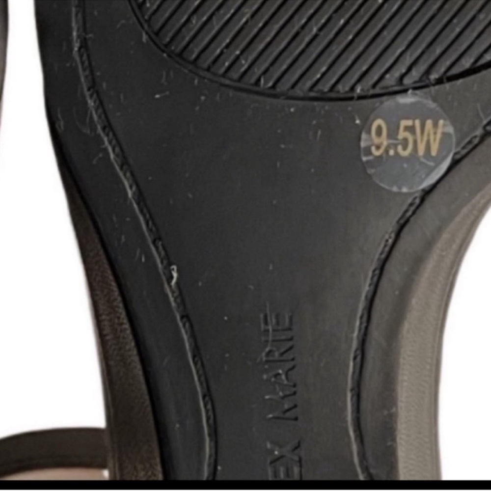 Alex Marie Wedge Ankle Strap Sandals Leather Black Size 9.5W - Picture 3 of 13